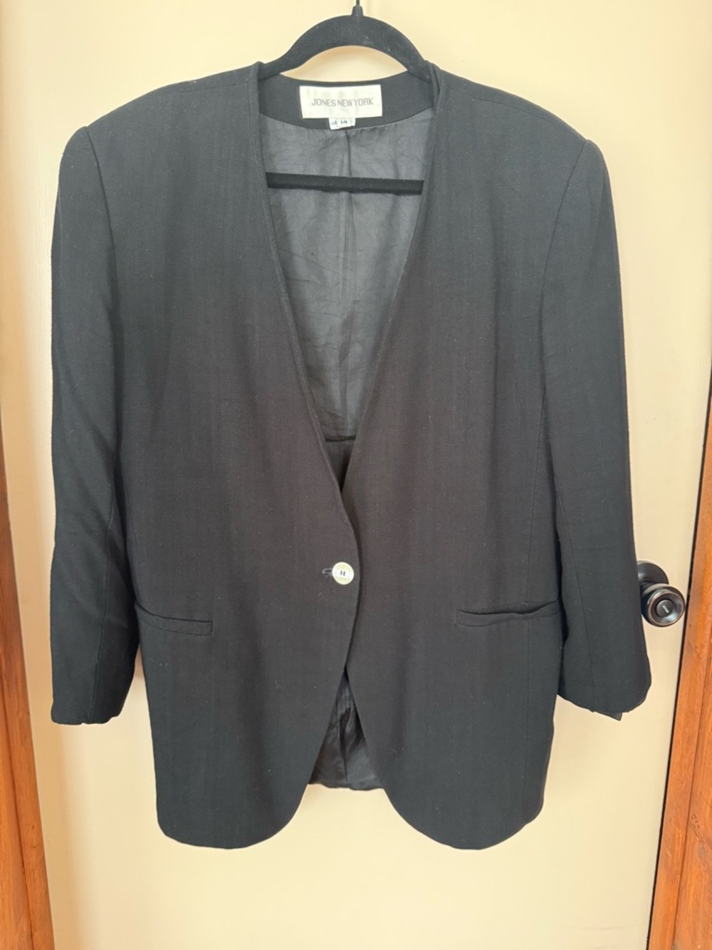Vintage 80s 90s Jones New York Black Single-Button Sport Coat Blazer